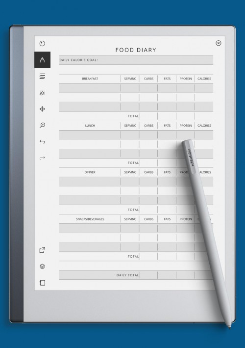 reMarkable Food Diary Template