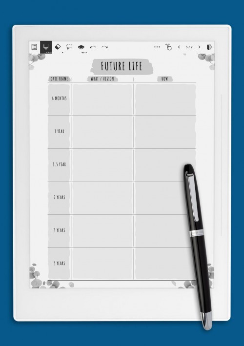 Future Life Goals - Floral Style Template for Supernote A6X