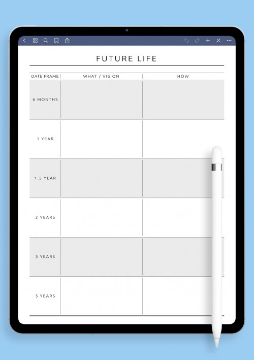 GoodNotes Template Future Life Goals - Original Style