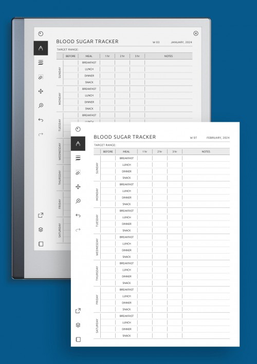 reMarkable Blood Sugar Tracker Template- Original