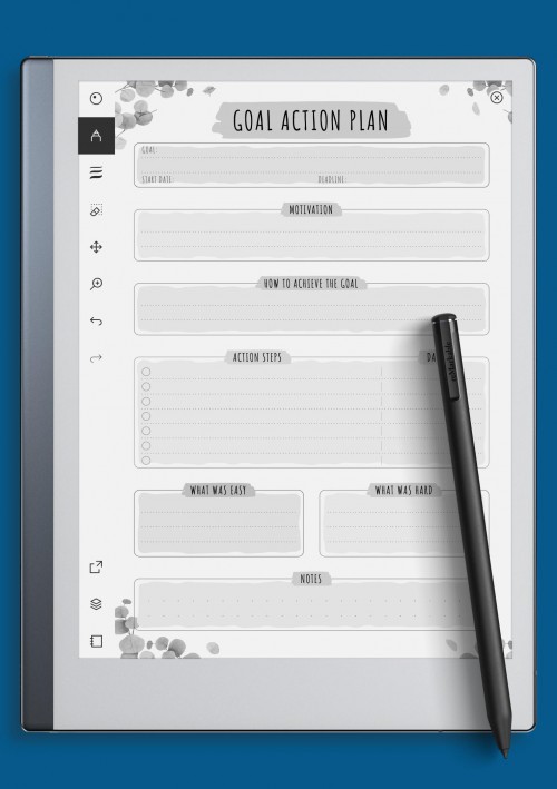 reMarkable Goal Action Plan - Floral Style