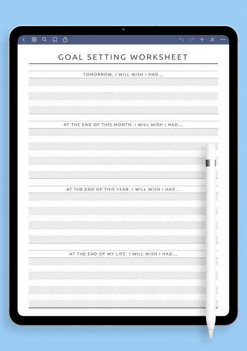 Goal Setting Worksheet Template for Notability - I will wish I had 