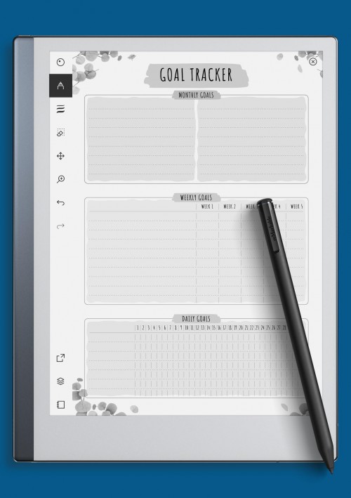 reMarkable Goal Tracker - Floral Style