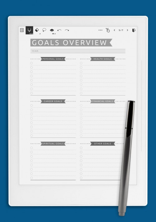 Supernote A6X Goals Overview - Casual Style Template