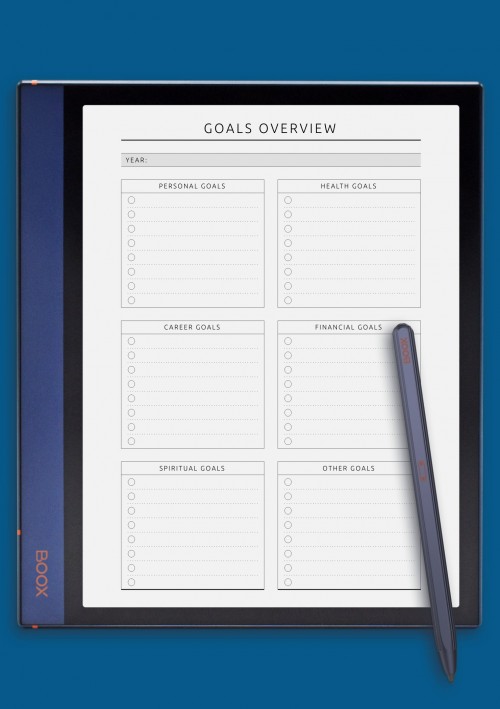 Goals Overview - Original Style Template for BOOX Note