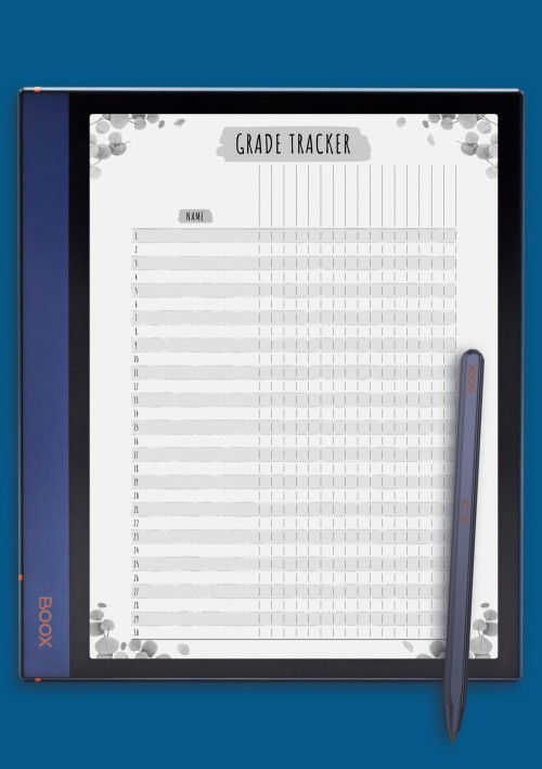 Gradebook - Floral Style for BOOX Note