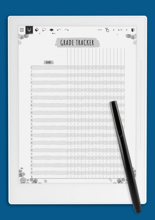 Gradebook - Floral Style for Supernote