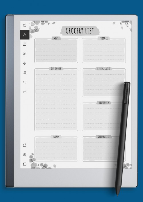 reMarkable Grocery List - Floral Style