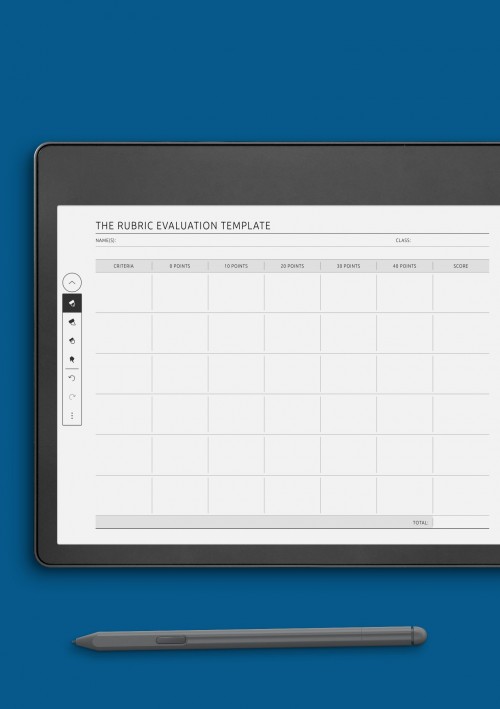 Amazon Kindle Horizontal Rubric Evaluation Template