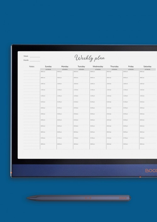 Horizontal Weekly Organiser Template for Onyx BOOX