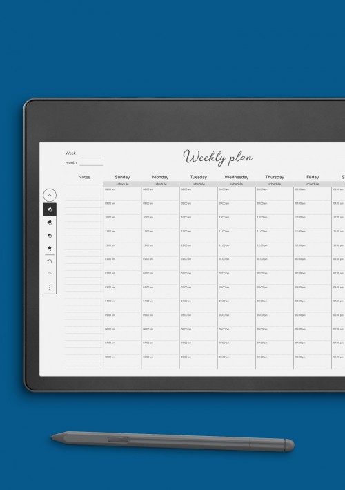 Amazon Kindle Horizontal Weekly Organiser Template