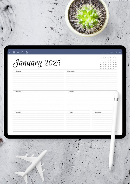 GoodNotes Horizontal Weekly Schedule Template