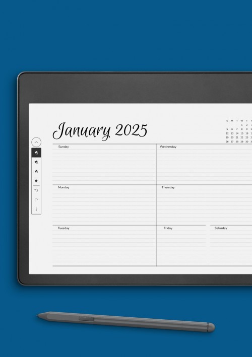 Amazon Kindle Horizontal Weekly Schedule Template