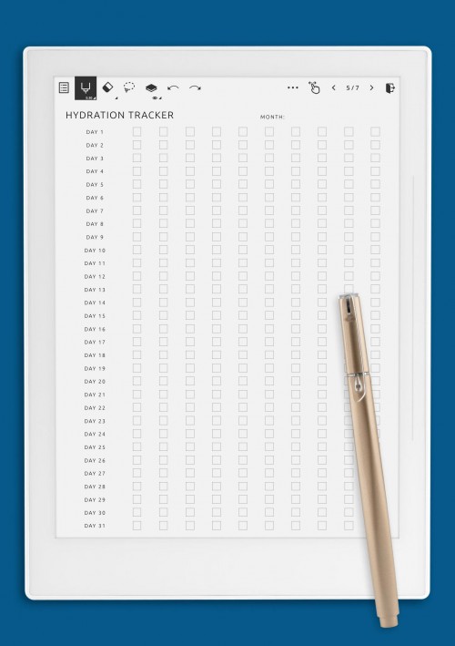 Hydration Tracker Template for Supernote A6X