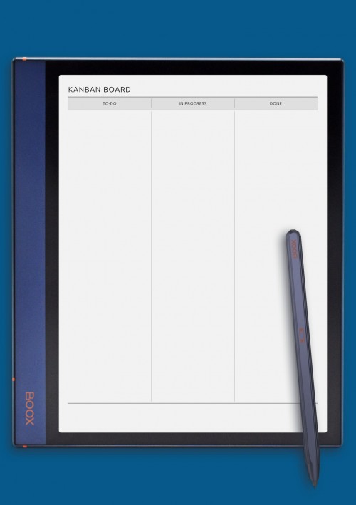 Kanban Board Plain template for BOOX Note