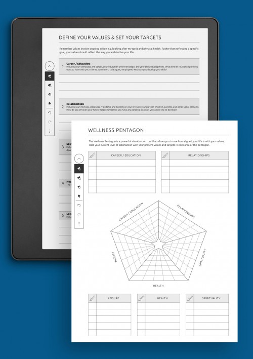 Life Values &amp; Targets Template for Kindle Scribe