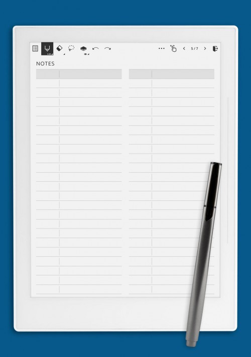 Supernote A6X List 2-Column Template