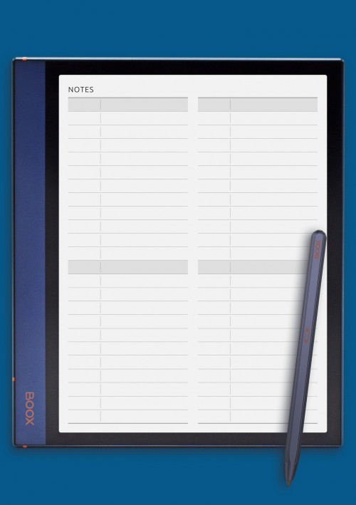 List 4-Blocks template for BOOX Note