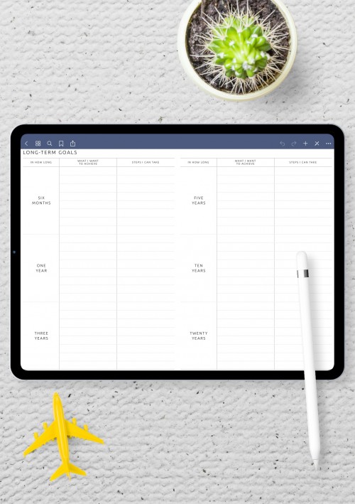 Long-Term Goals Template for GoodNotes