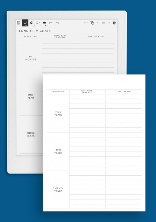 Supernote Long-Term Goals Template