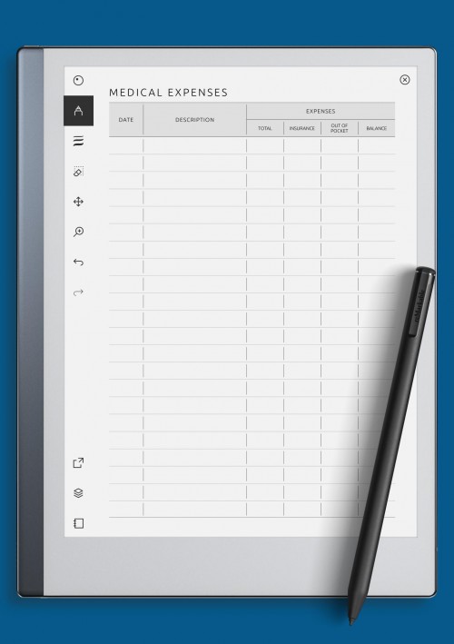 reMarkable Medical Expenses Log Template