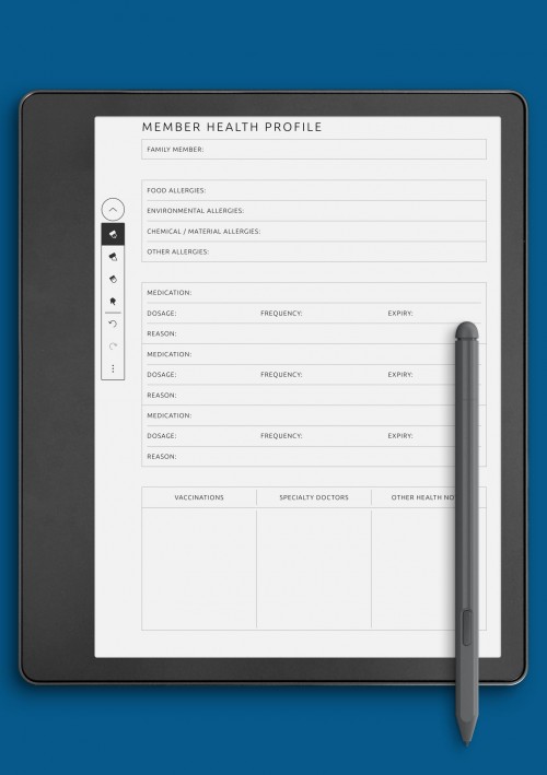 Kindle Scribe Member Health Profile Template