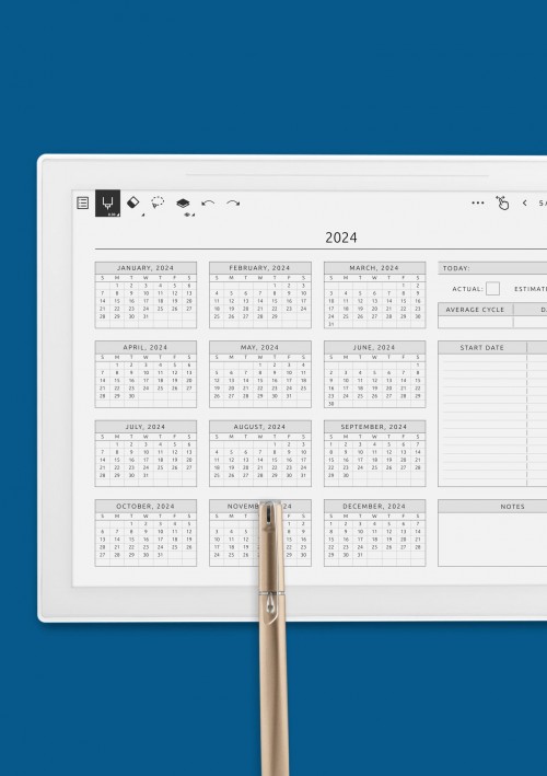 Menstrual Cycle Calendar Template for Supernote