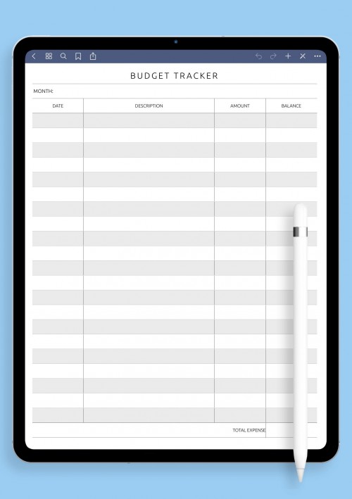 Monthly budget tracker template for Notability