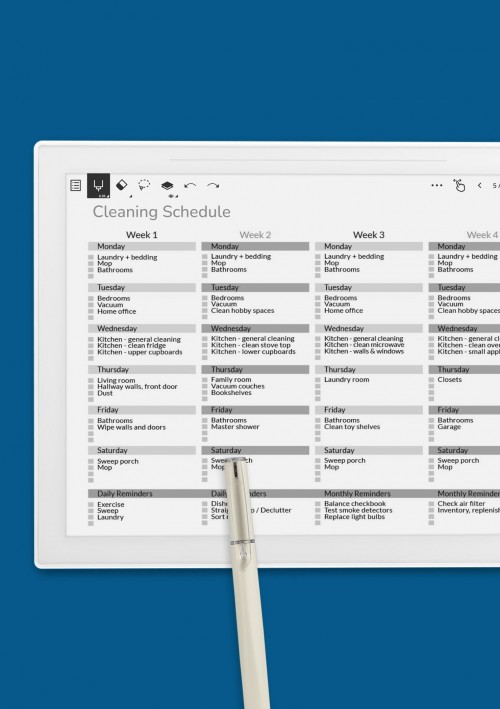 Monthly Cleaning Schedule Checklist Template for Supernote