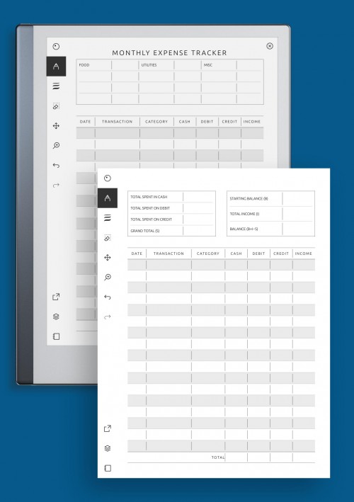 reMarkable Monthly Expense Tracker Template