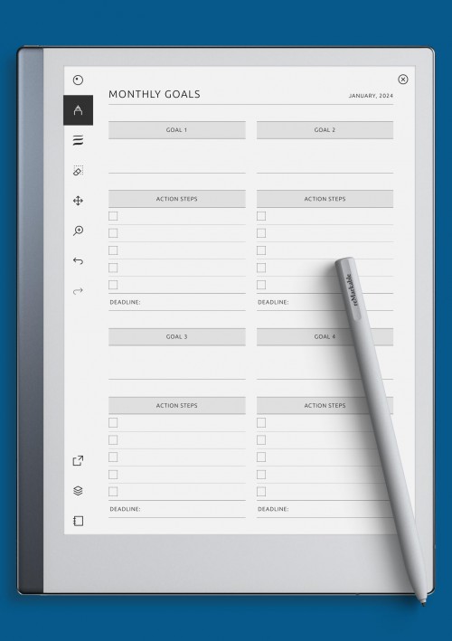 reMarkable Monthly Goals Template