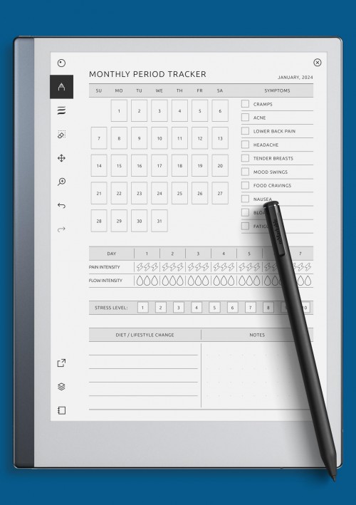 reMarkable Monthly Period Tracker