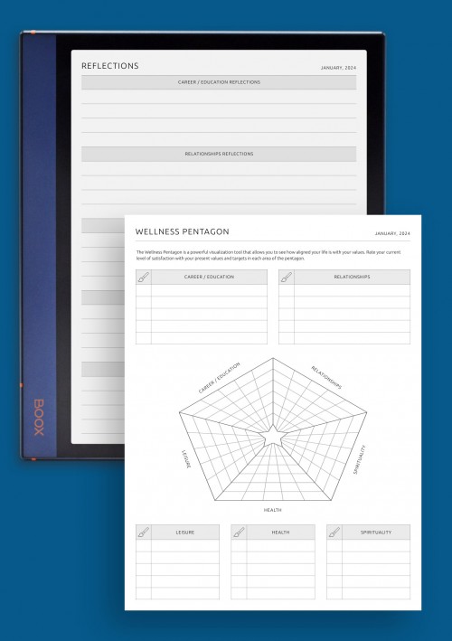 Monthly Wellness Reflections Template for BOOX Note