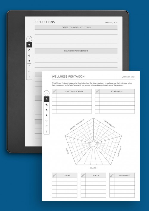 Monthly Wellness Reflections Template for Kindle Scribe