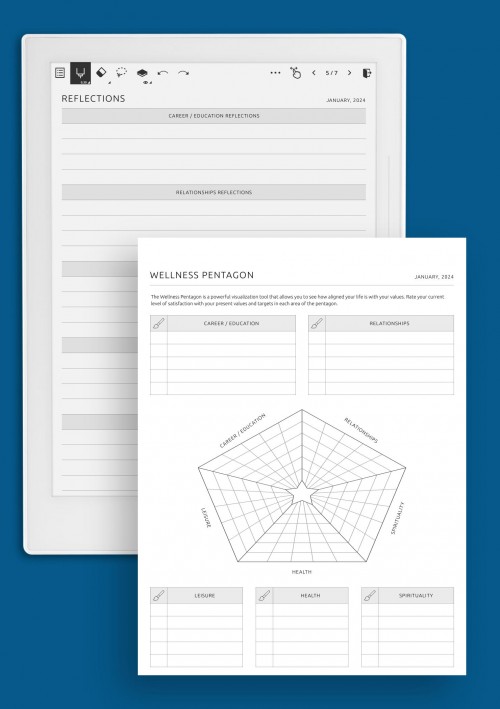 Monthly Wellness Reflections Template for Supernote A6X