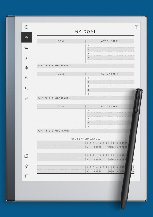 reMarkable My Goal & Action Steps Template