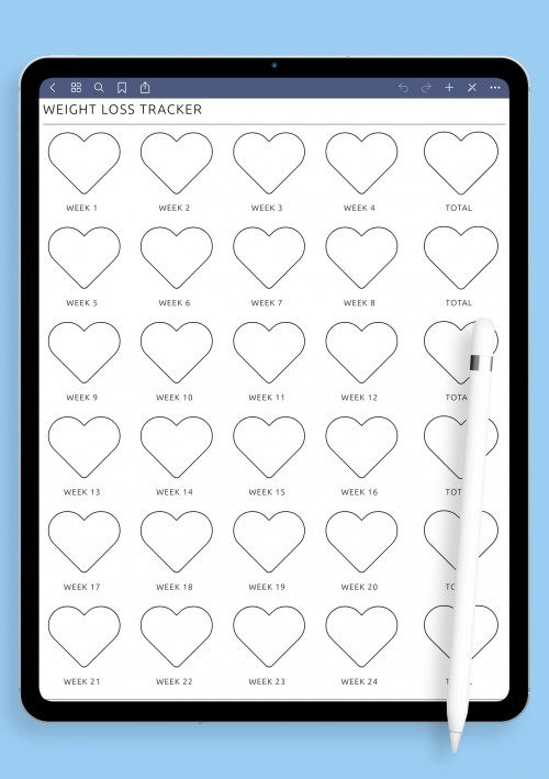 My Heartfelt Weight Loss Tracker template for GoodNotes