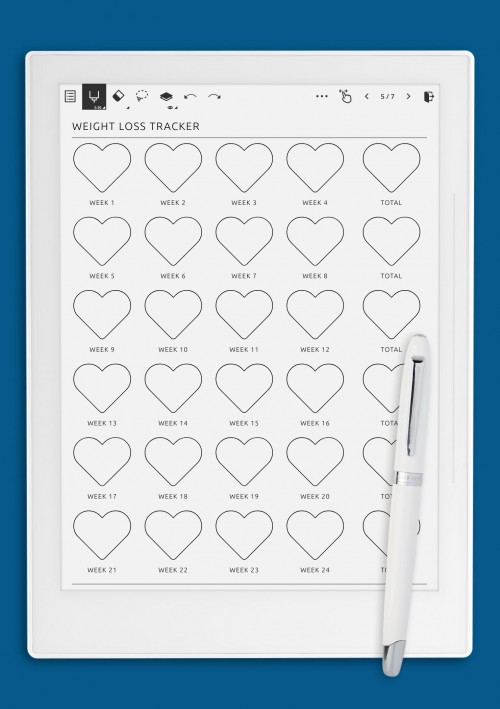 My Heartfelt Weight Loss Tracker template for Supernote