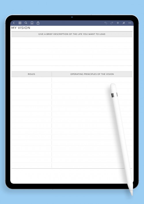 My Vision Template template for GoodNotes