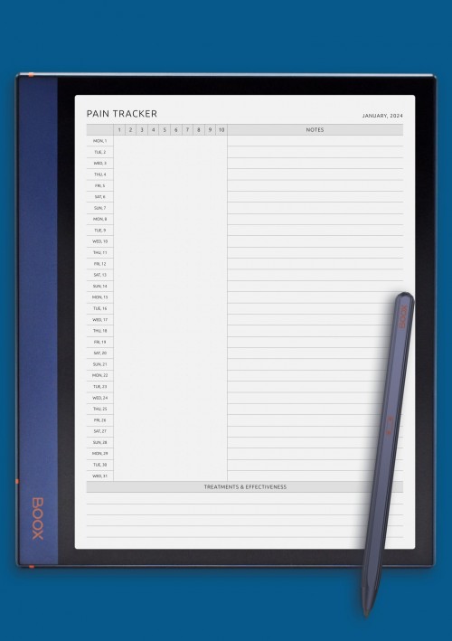 BOOX Note Air Template Pain Tracker