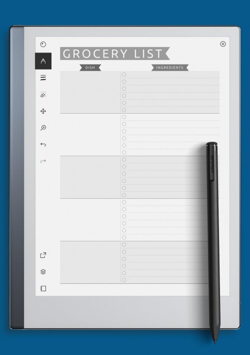 reMarkable Party Grocery List Template - Casual Style 