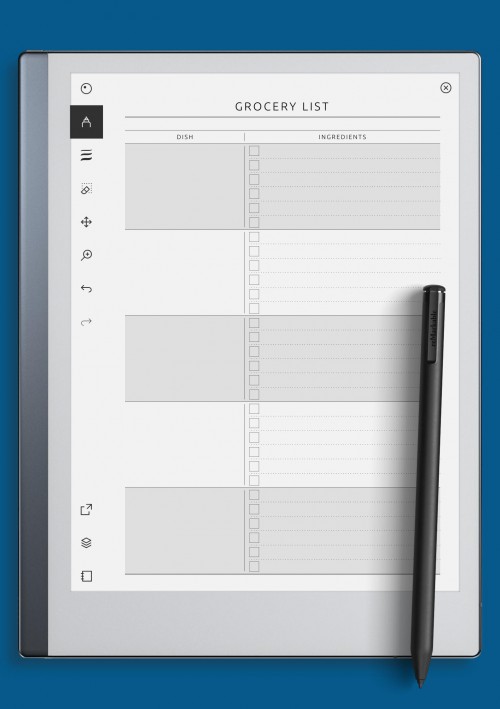 reMarkable Party Grocery List Template