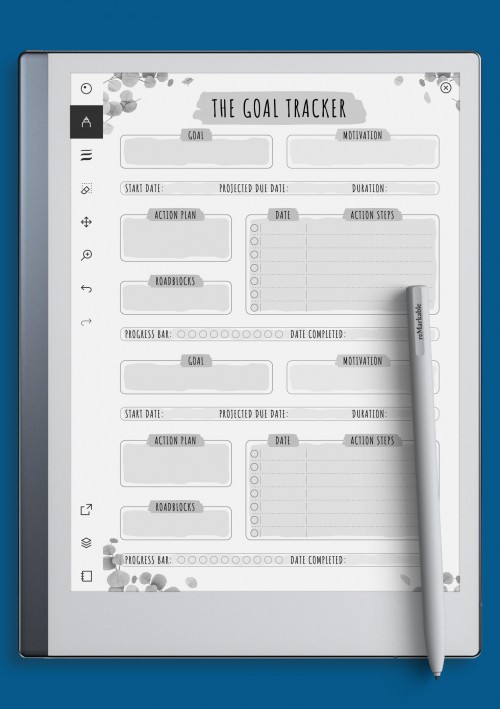 reMarkable Personal Goal Tracker - Floral Style