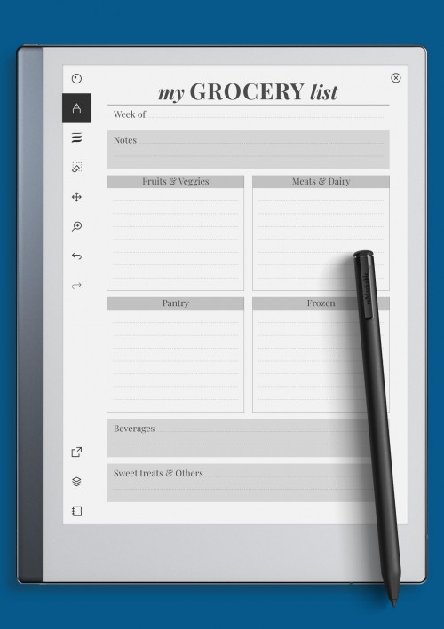 reMarkable Personal Grocery List Template