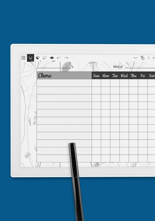 Personal Weekly Chore Chart Template for Supernote