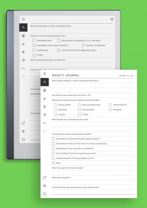 reMarkable Printable Anxiety Journal with Coping Strategies &amp; CBT Prompts