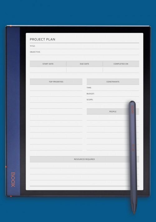 BOOX Tab Project Plan Template