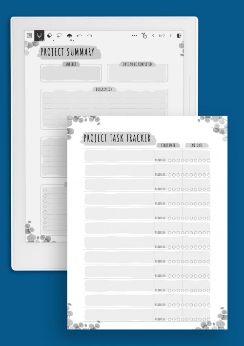 Project Planning - Floral Style Template for Supernote