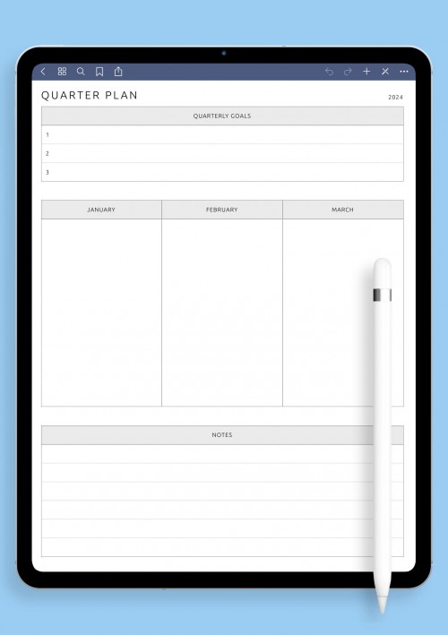 Quarter Plan Template for GoodNotes
