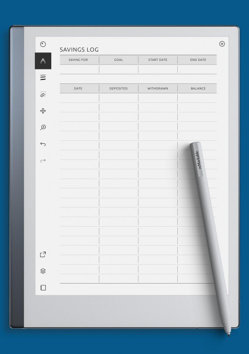 Savings Log for reMarkable